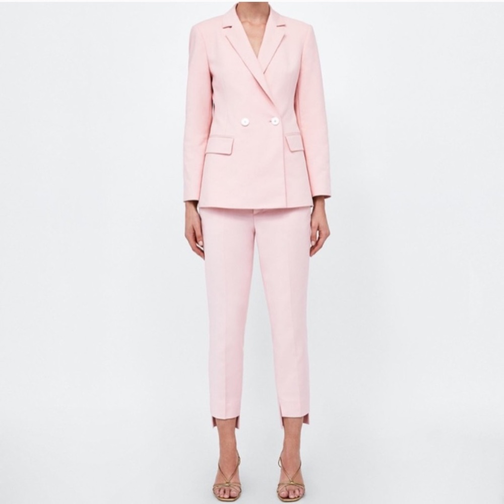 GORGEOUS ZARA Pink Asymmetric Hem Slacks Pants - Picture 4 of 5
